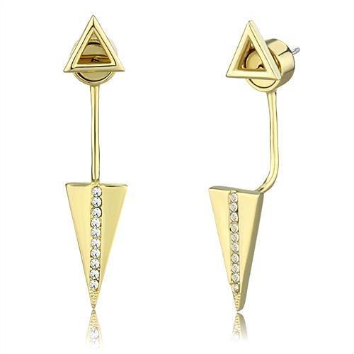 JCE1314 Gold Brass Earrings with Top Grade Crystal  in Clear