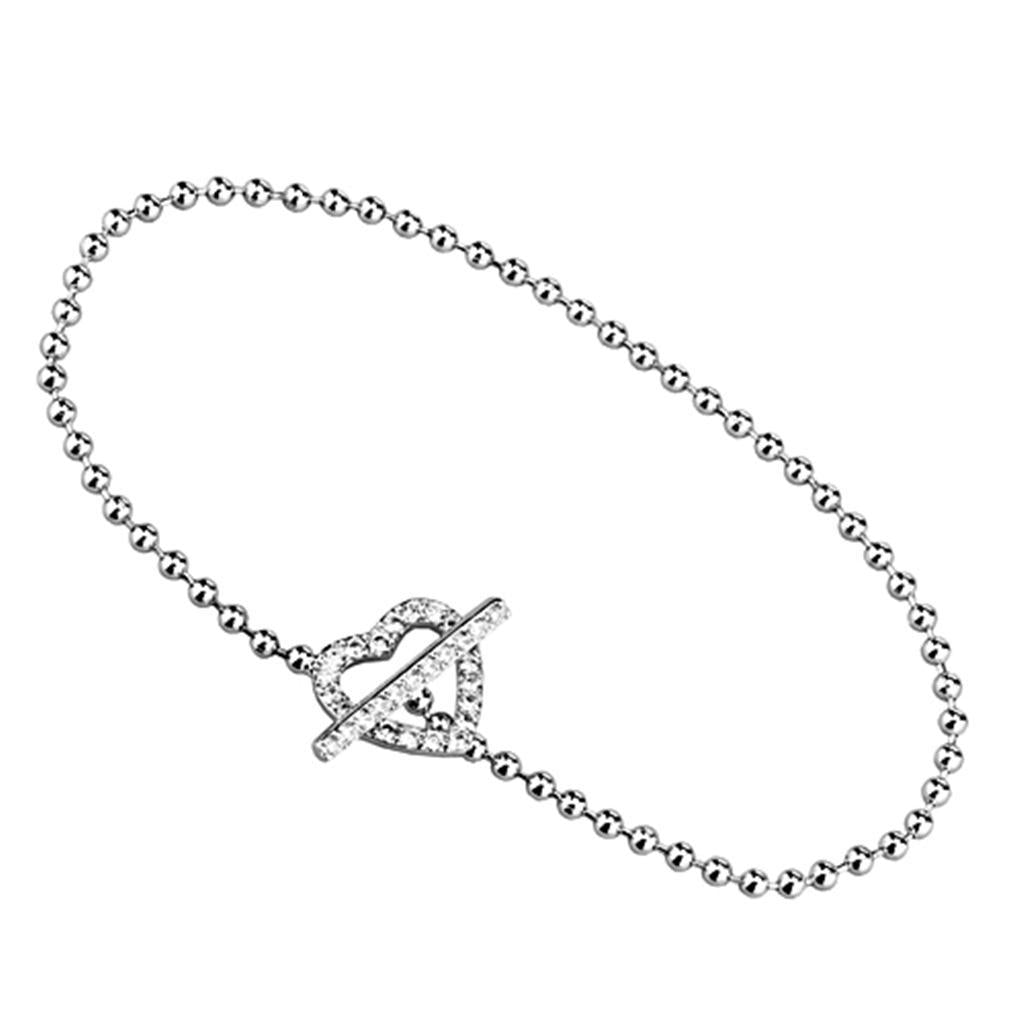 JCE404 Rhodium Brass Bracelet with AAA Grade CZ  in Clear