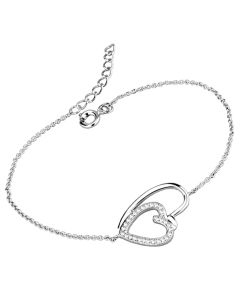 JCE715 Rhodium Brass Bracelet with AAA Grade CZ  in Clear