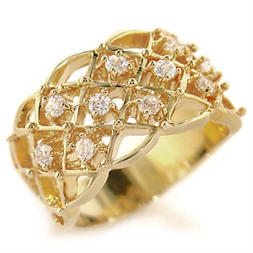 JCE809 Gold Brass Ring with AAA Grade CZ  in Clear