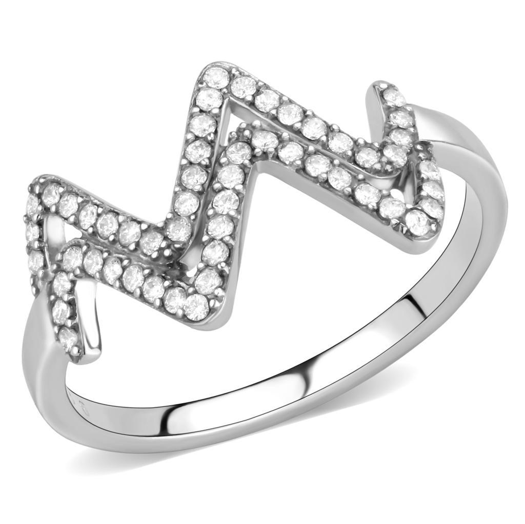JCE339 No Plating Stainless Steel Ring with AAA Grade CZ  in Clear