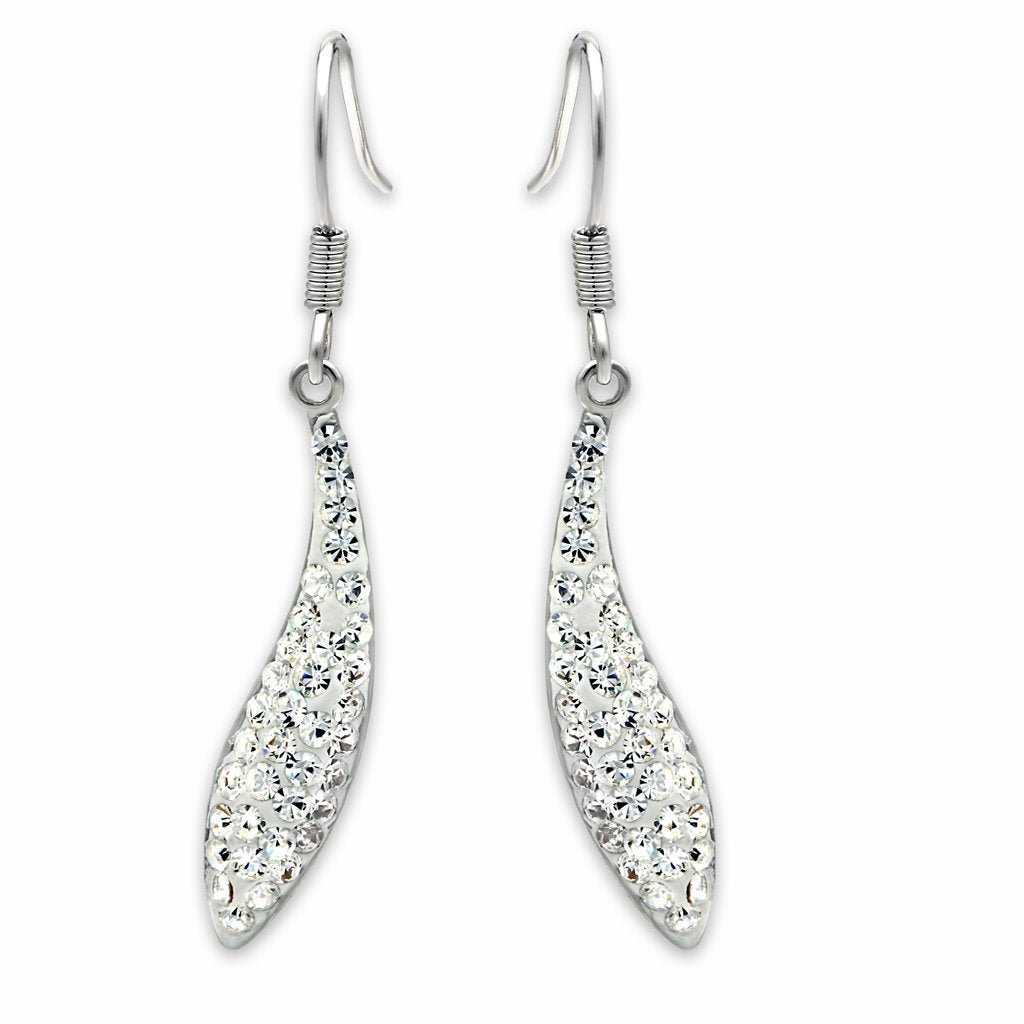 JCE2041 Rhodium Brass Earrings with Top Grade Crystal  in Clear