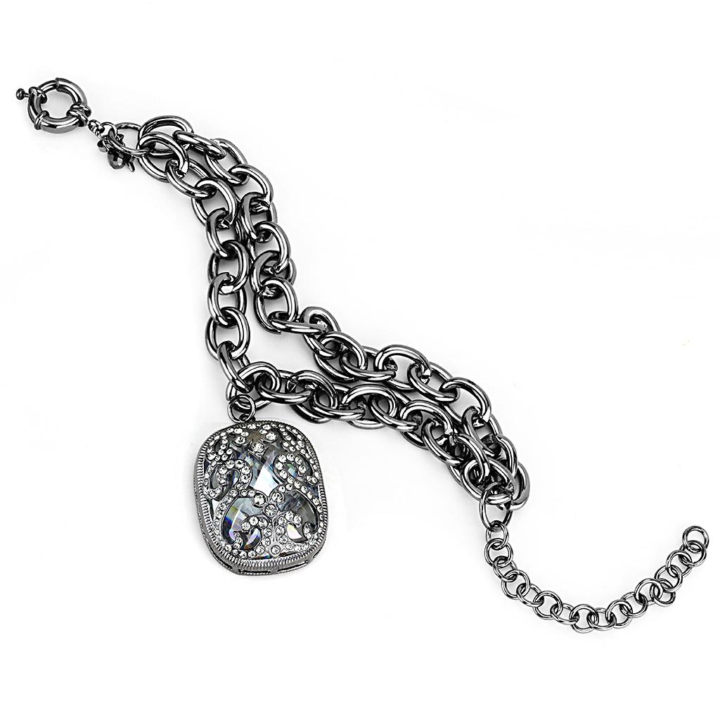 JCE4222 TIN Cobalt Black Brass Bracelet with AAA Grade CZ  in Clear