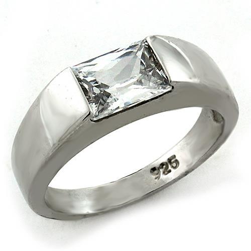 JCEAS1179 Rhodium 925 Sterling Silver Ring with AAA Grade CZ  in Clear