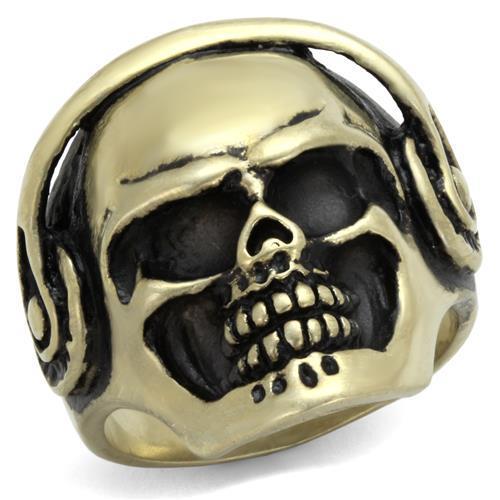 JCE2451 IP Antique Copper Stainless Steel Ring with Epoxy  in Jet