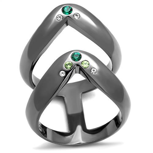 JCE2757 IP Light Black  (IP Gun) Stainless Steel Ring with Top Grade Crystal  in Multi Color