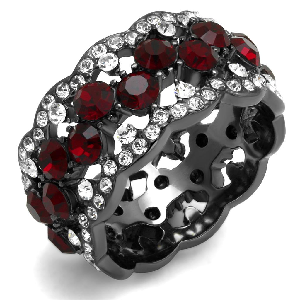 JCE2993 IP Light Black  (IP Gun) Stainless Steel Ring with Top Grade Crystal  in Siam