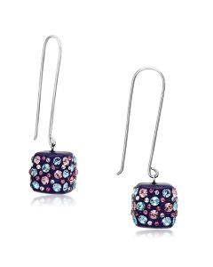 JCE089 High polished (no plating) Stainless Steel Earrings with Top Grade Crystal  in Multi Color